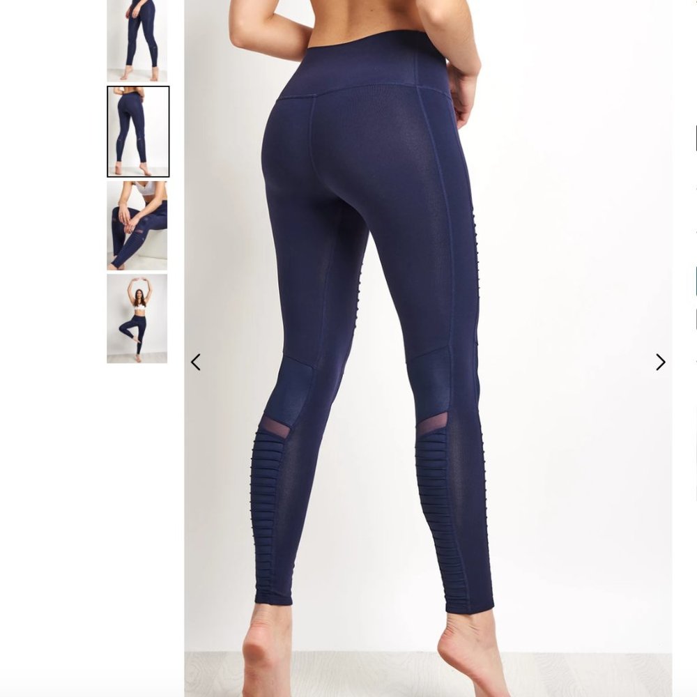 ALO YOGA High Waist Moto Leggings in Rich Navy - Picture 2 of 13